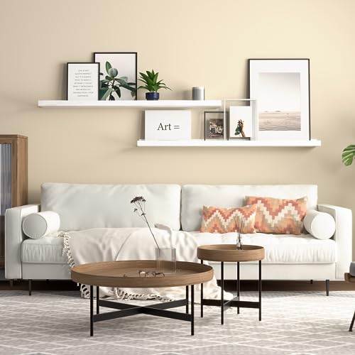 Boswillon 36 Inches Long Floating Shelves Wall Mounted,2 Set Modern White Shelf for Bedroom,Nursery Book with Lip,Picture Ledge Decor Living Room Bathroom Kitchen-White,35.4 In - color: White, size: 35.4 In