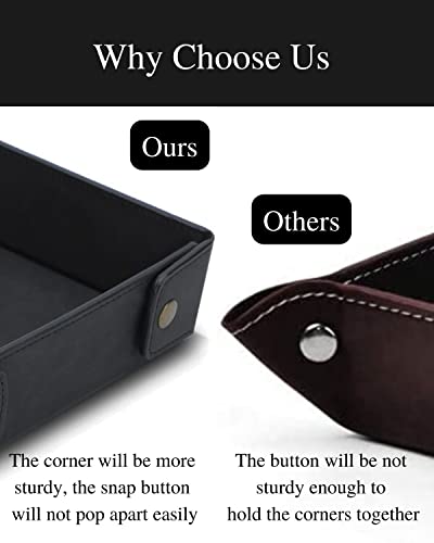 CASIRENA Faux Leather Valet Tray Organizer for Men - Catch-All Tray for Entryway Table Key, Wallet, Watch, Coin Change, Phone, Dresser EDC Dump Jewelry, Bedside Nightstand Desk-top - color: Black, size: Square