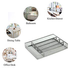 JANE EYRE Drawer Organizer, Cutlery Tray Silverware Flatware Storage Divider for Kitchen, Mesh Wire with Non-slip Foam Feet, 5 Component, Silver - color: Silver