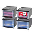 IRIS USA 17 Qt. Medium Plastic Stacking Drawer, Stackable Storage Organizer Unit with Sliding Drawer for Bedroom Kitchen Under Sink Pantry Craft Room Dorm Office, Black, 4-Pack - size: 17 Qt - 4 Pack