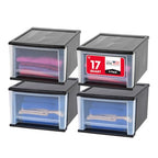 IRIS USA 17 Qt. Medium Plastic Stacking Drawer, Stackable Storage Organizer Unit with Sliding Drawer for Bedroom Kitchen Under Sink Pantry Craft Room Dorm Office, Black, 4-Pack - size: 17 Qt - 4 Pack