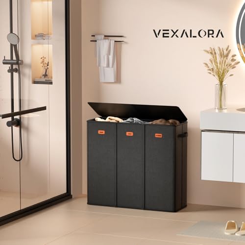 185L Laundry Hamper 3 Section, Laundry Hamper with Lid, Dirty Clothes Hamper with 3 Removable Washing Bags, Extra Large Laundry Basket Organizer for Bedroom, Laundry Room, Dorm - Black - color: Black, size: 185L - 3 Section