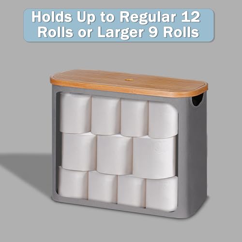 efluky Toilet Paper Storage, Toilet Paper Basket with Lid Organizer for Bathroom, Free Standing Holder with Storage, Grey - color: Grey