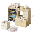 EXPERLAM Toy Storage Organizer for Kids, 9-Bin Toy Organizer with 2-Drawers,Movable Toy Chest and Top Rack, Kids Bookshelf and Toy Storage for Playroom, Bedroom, Nursery, Blue - style: Blue Bins