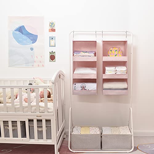 GRANNY SAYS 3 Shelf Hanging Closet Organizers and Storage, Collapsible Closet Storage Organizer with 2 Metal Hooks, Leak-Proof Hanging Shelves for Kids Clothes, Baby Towels, 2 Pack, Pink - color: 3-shelf Pink, size: 2-Pack