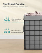 SONGMICS 29 Gal. (110L) Laundry Basket, Laundry Hamper, Collapsible Clothes Hamper, Removable and Washable Liner, Metal Wire Frame, for Bedroom Bathroom, Black and Gray ULCB111G01 - color: Black + Gray, size: 110 L
