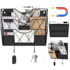 Patvingot Magnetic File Holder for Refrigerator & Cabinets | No-Drill Wall Mount Organizer | 3-Tier Vertical Mail & Magazine Holder for Office/Home (Black, Space-Saving Design)