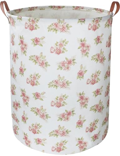 NTAOHAMPER Pink Flower Laundry Hamper, laundry Basket, Nursery Hamper,Waterproof Storage Bin for Bedroom,Clothes Organizer Basket, Room Decor(Pink Flower) - color: Pink Flower