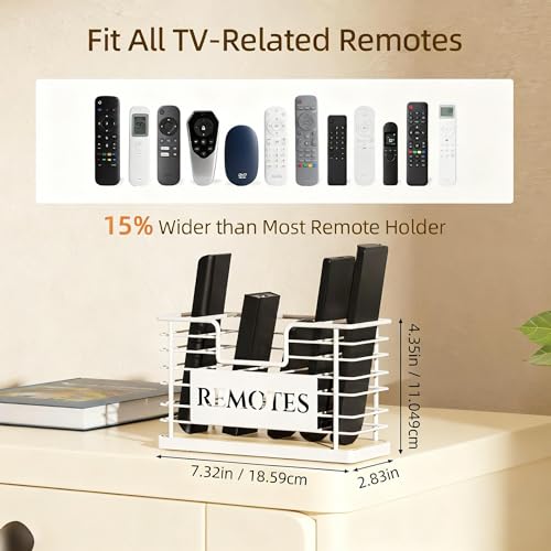 Remote Control Holder, 5-Slot TV Remote Holder Wall Mount, Universal Remote Caddy Large Size Design for Wall Table Living Room Bedroom, Easy Installation, White - color: White-5 Slot