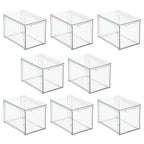 mDesign Plastic Stackable Bathroom Storage with Pull Out Bin Organizer Drawer for Cabinet, Vanity, Shelf, Cupboard, Cabinet, or Closet Organization - Lumiere Collection - 8 Pack - Clear - size: 12 x 8 x 8 (Pack of 8)