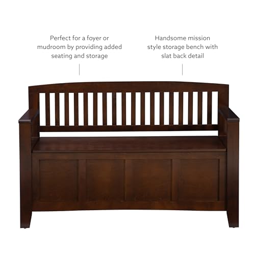 Linon Home Dcor Linon Home Decor Cynthia Storage Bench, 50"w x 17.25"d x 32"h, Walnut