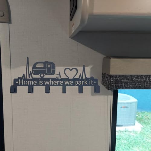 Key Holder Wall Mount with 6 Hooks, Happy Camper Key Rack Organizer for Entryway, Kitchen, Office - Rustproof, Waterproof - Easy Installation, Gift for New Homeowners - 9.8inch/25cm - color: Camper