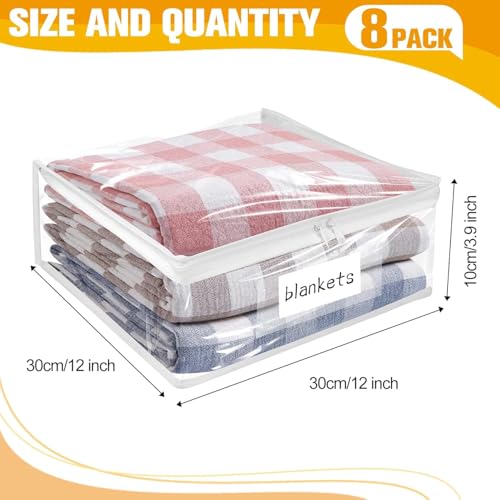 Plastic Storage Bags with Easy-Glide Zipper, Pack of 8, Durable Clear Vinyl Zippered Storage Bags for Clothes Sweaters Comforters Blankets Sheets Bedding (12 x 12 x 3.9 Inch, White) - color: White, size: 12 x 12 x 3.9 Inch - 8 Pack