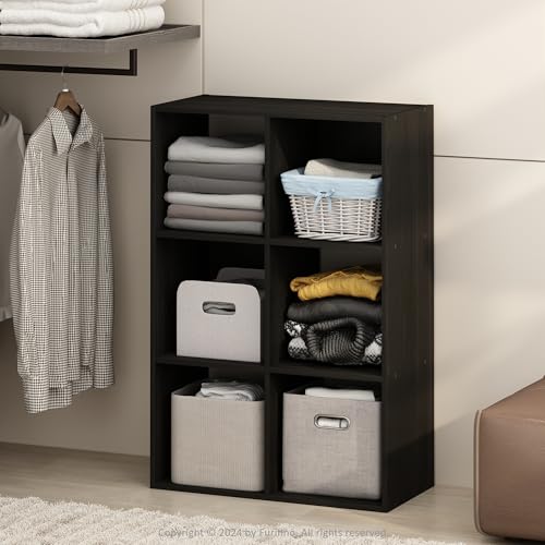 Furinno PELLI Closet Organizers and Storage, 6-Cube Closet Organizer, Open Shelf Closet Storage, for Wardrobe, Bedroom, Living Room, Espresso - color: Espresso, size: 6-Cube