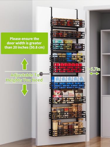 Over The Door Pantry Organizer, 9-Tier Pantry Organizers and Storage with Adjustable Basket, Hanging Spice Rack for Home & Kitchen, Laundry Room Bathroom, Black - color: BlackOpenwork, size: 9-Tier