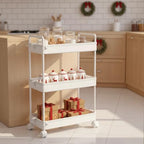 Ronlap 3 Tier Slim Rolling Storage Cart with Wheels Plastic Utility Cart Organizer for Snack Craft Art Postpartum Baby Diaper Nail Makeup in Bathroom Laundry Room Kitchen Bedside Narrow Space, White - color: White
