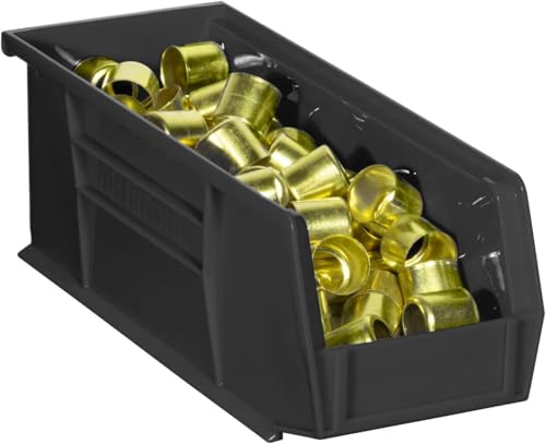Akro-Mils 30224 AkroBins Plastic Storage Bins, Space-Saving Stackable Bins for Garage, Pantry, Craft Organization, 11" L x 4" W x 4" H, Black, 12-Pack - color: Black