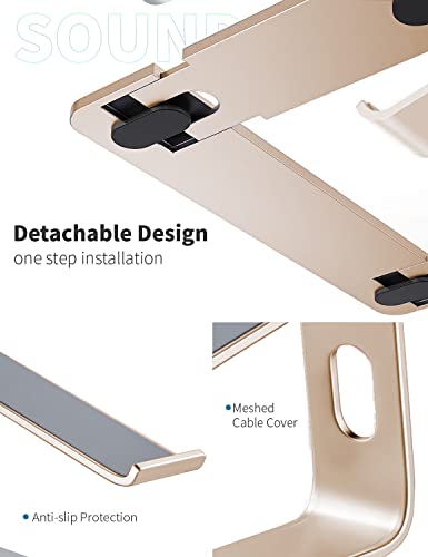 SOUNDANCE Laptop Stand, Aluminum Computer Riser, Ergonomic Laptops Elevator for Desk, Metal Holder Compatible with 10 to 15.6 Inches Notebook Computer, Champagne Gold - color: E-Gold, size: For 10 to 15.6 Inches Laptop