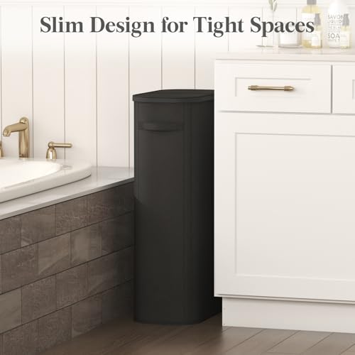 Lifewit Slim Laundry Basket with Lid, Narrow Large Laundry Hamper with Plastic Handles and Removable Bag, Tall Foldable Dirty Clothes Hampers for Laundry Room, Bedroom, Bathroom, Dorm, 75L Black - color: Black, size: 75L