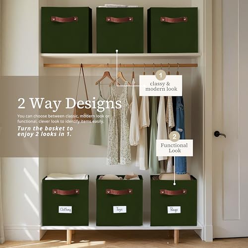 DECOMOMO Storage Cubes, 13x13x13 Storage Cube Bins with Labels, Fabric Organizer Bins (13" / 6pcs, Olive Green) - color: Olive Green, size: Cube 13" / 6pcs