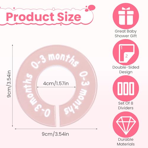 Hecila Baby Closet Dividers Baby Closet Dividers for Cloth 8PCS Unisex Round Double-Sided Clothes Size Divider Child Clothes Organizers Labels Wardrobe Organizer Hanger Divider from Newborn to Toddler