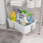 Extra Large 5 Gal Divided Cleaning Caddy Organizer with Handle - Cleaning Supplies for Housekeeping - Shower Caddy Portable - Shower Caddy Dorm - Cleaning Supplies Organizer - 17.75 x 13.25 x 7.75