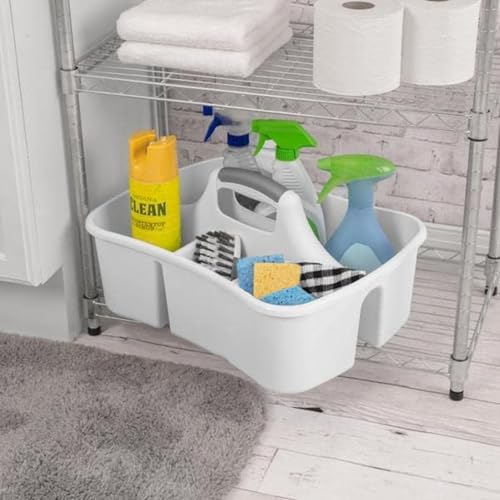 Extra Large 5 Gal Divided Cleaning Caddy Organizer with Handle - Cleaning Supplies for Housekeeping - Shower Caddy Portable - Shower Caddy Dorm - Cleaning Supplies Organizer - 17.75 x 13.25 x 7.75