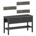 YATINEY Hall Tree with Bench and Shoe Storage, Entryway Bench with Coat Rack, 4-in-1 Coat Rack Shoe Bench, Multifunctional, for Front Door, Hallway, Foyer, Charcoal Grey and Black MT05BC - color: Charcoal Grey + Black