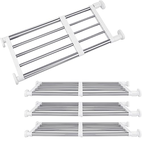 Geetery 4 Pcs Closet Tension Shelf Rod Metal Expandable Shelf Organizer Adjustable Closet Shelves Rack DIY Dividers Separators for Cabinet Storage Locker Clothes(16.54–23.62 Inch)