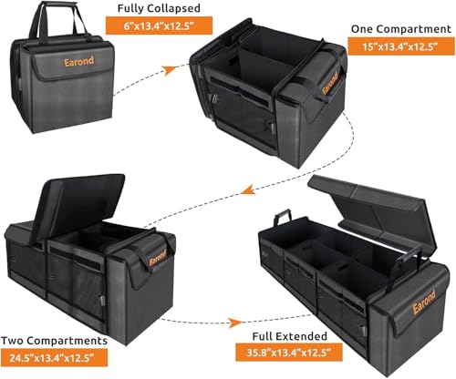 Large Trunk Organizer with Portable Leakproof Cooler Bag,Foldable Cover,Adjustable Securing Straps,Collapsible Trunk Organizer for Suv Car Truck Sedan (4-in-1 with Cooler) - color: Grey, size: With Cooler