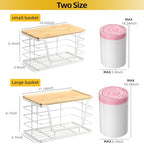 ALOCEO 2 Pack Potato and Onion Storage Bins, Large Trash Bag Holder Under Sink with Bamboo Top, Stainless Steel Pantry Organizers Storage, Kitchen Counter, White - color: 2-pack - Xl&l White