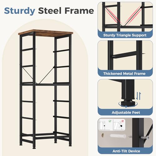 DUMOS 6 Drawers Dresser for Bedroom with Wheels, Fabric Storage Cabinet Organizer with Removable Fabric Bins, Sturdy Steel Frame for Living Room, Office, Entryway, Closets, Brown - color: Rust, size: 11.8"D x 15.7"W x 39.4"H (6 Drawers)