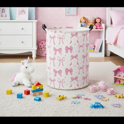 Baby Laundry Basket Baby Hamper for Nursery Girl Kids Butterfly Hamper Cute Kids Toys Storage Bin Organizer Butterfly Room Decor for Home(Dreamy Bowknot) - color: Dreamy Bowknot
