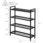 Heavy Duty 4-Tier Shoe Rack Metal Shoe Storage Shelf for 12 Pairs of Shoes Entryway Durable Shelf Easy to Assemble