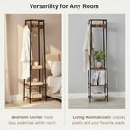 Coat Rack Freestanding, Coat Stand with 3 Shelves and 7 Hooks, Hall Tree Free Standing, Clothes Rack Stand Organizer, Industrial Style, Rustic Brown and Black - color: Rustic Brown and Black, style: 3 Shelves
