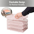 Mind Reader Stackable Paper Tray, Desktop Organizer, File Storage, Office, Metal Mesh, 10.5" L x 13.5" W x 11.25" H, 4 Pcs., Pink - color: Pink