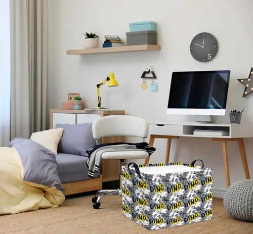 CLOCOR Rectangular Storage Basket,Collapsible Cute Pattern Storage Bin,Waterproof Books Box with Handles,Gift Basket(Grey Dinosaur) - color: Grey Dinosaur
