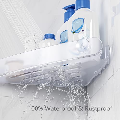 Sotfamily Plastic Shower Caddy Corner (for 90° Only), 2 Pack Adhesive Corner Shower Shelves for Bathroom Organizers and Storage, Frosted Clear - color: Frosted Clear, size: 2 Pack
