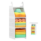 Honkazita 3-Tier Foldable Hanging Closet Organizer, Free-Standing | Closet Hanging Organizer for Wardrobe, Laundry Room, Plastic Hanging Closet Shelves for Clothes, Handbags, Accessories (White)