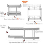 JOWBOOW 2-Tier Cabinet Pull Out Shelves (20" W x 22" D), Slide Out Shelves for Kitchen Cabinets, Metal Pots and Pans Organizer for Under Cabinet - size: 20 x 22 Inch