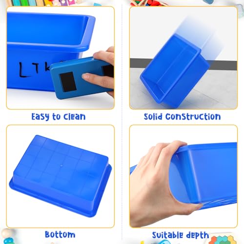 Hoteam 10 Pcs Flat Storage Organizer Tray Bin Paper Tray for Classroom Plastic Stackable File Organizer for School Office Teacher Book Organization(Blue,13.78 x 9.84 x 3.15 Inch) - color: Blue, size: 13.78 x 9.84 x 3.15 Inch