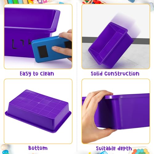 Hoteam 10 Pcs Flat Storage Organizer Tray Bin Paper Tray for Classroom Plastic Stackable File Organizer for School Office Teacher Book Organization(Purple,13.78 x 9.84 x 3.15 Inch) - color: Purple, size: 13.78 x 9.84 x 3.15 Inch