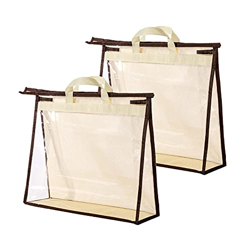 CINPIUK Clear Handbag Storage Bags Purse Organizer for Closet, Zipper Hanging Storage Bag for Handbags, L, 2PCS - color: Beige, size: L-2PCS