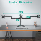 WALI Triple Monitor Stand, Free Standing Three LCD Monitor Fully Adjustable Desk Mount Fits 3 Screens up to 27 inch, 22 lbs Weight Capacity per Arm (MF003), Black - size: Triple, style: Free-Standing