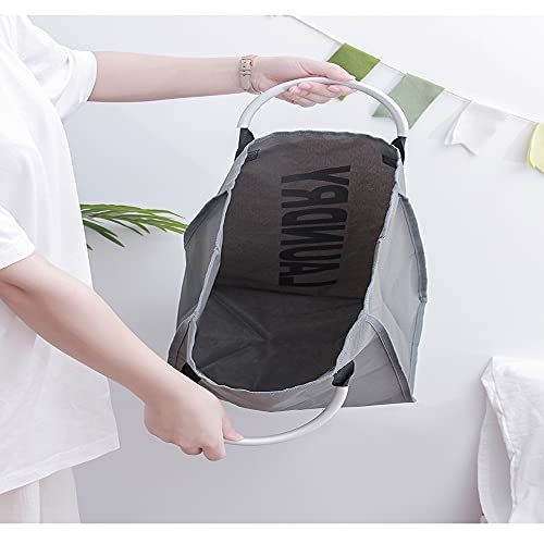 Laundry Basket, Durable Handles for Easy Carry, Collapsible Cloth Baskets, Hampers for College Dorms, Foldable Fabric Hamper Bags (Dark-Gray) - color: Dark-Gray