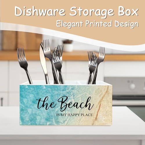 Beach Gifts for Women Men, The Beach Is My Happy Place Pen Holder for Home Office Kitchen Desk Decor, Beach Wooden Pencil Holder Sign Organizer for Home Office Desk Accessories, - color: sapphirine