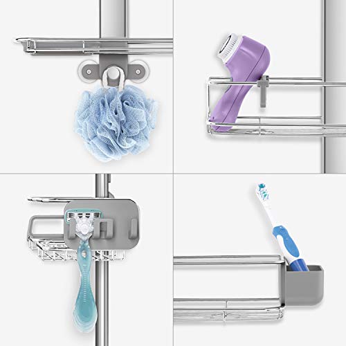 simplehuman Adjustable and Extendable Shower Caddy XL, Stainless Steel and Anodized Aluminum - style: Extra-Large