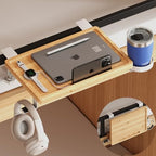 Magheo Bedside Shelf Wood, Foldable Clip-On Bed Shelf for Top Bunk Space Saving Bed Side Table Tray for College Dorm Essentials,Loft Nightstand Organizer Tray with Removable Cup Holder, Hooks, Groove - size: Foldable+cup holder/hooks/groove