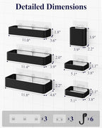 Kitsure Shower Caddy Adhesive - 6-Pack, No-Drilling Shower Shelves with Soap Holder, Toothbrush Holde, 6 Hooks, Rustproof & Stylish Bathroom Organizers and Storage Solution, Black, Large - color: Black