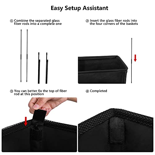Odonata Slim Laundry Hamper Handles Collapsible Laundry Basket Thin Dirty Clothes Basket Narrow Laundry Bag Foldable Dirty Hamper 45L (Black) - color: Black